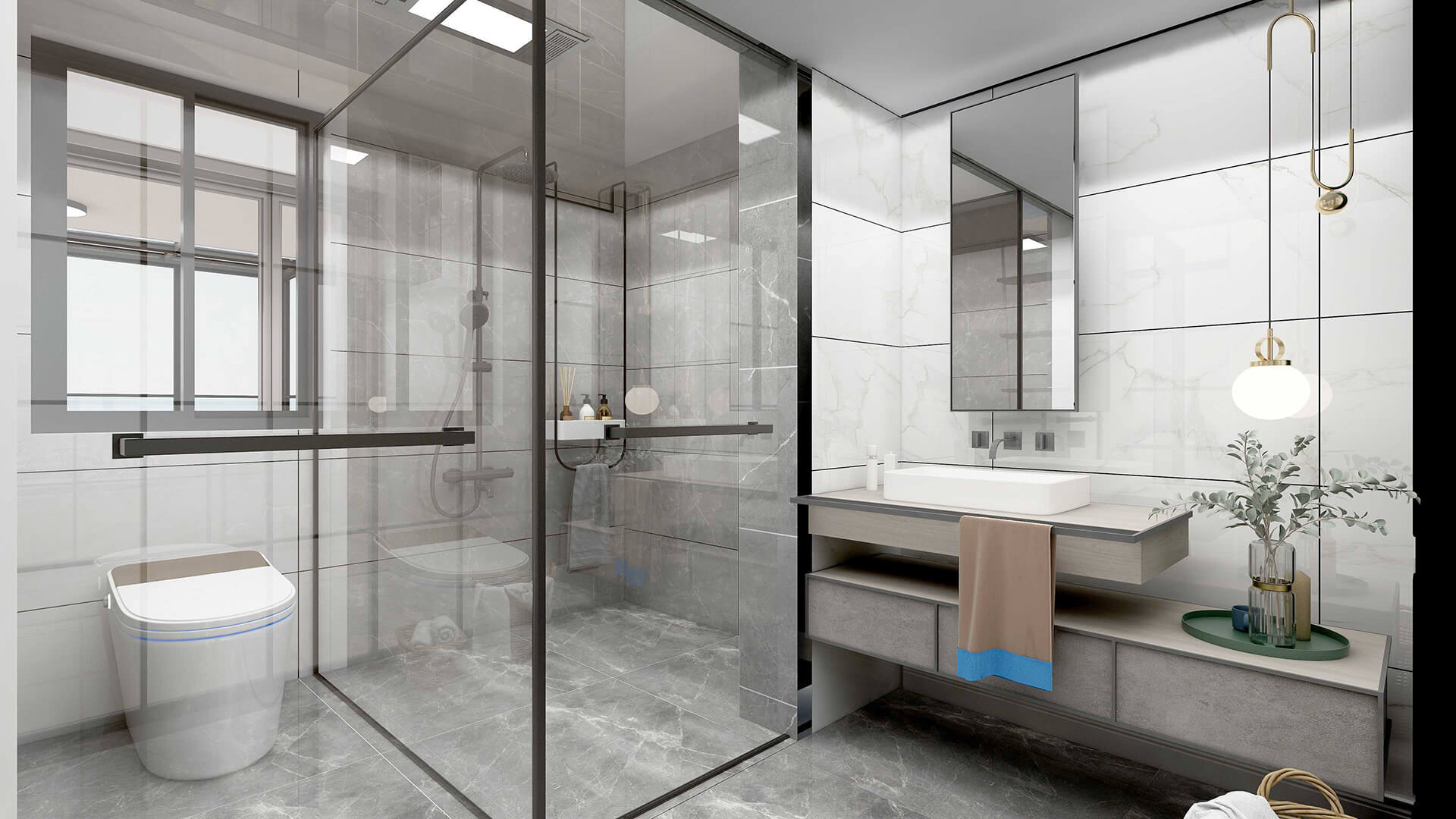 榮和公園里128㎡現代簡約風格案例-衛(wèi)生間